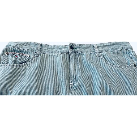 TOMMY HILFIGER FLAT FRONT MINI PENCIL SKIRT, WOMENS, 14, BLUE/WHITE STRIPES - Picture 2 of 11